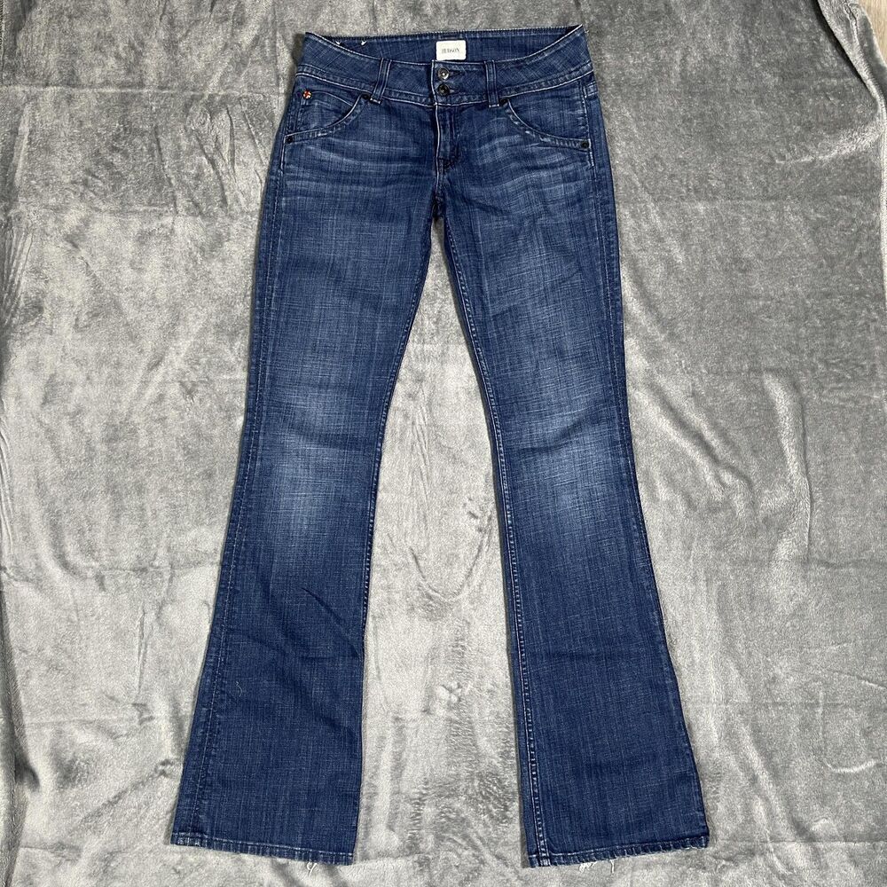 Hudson Jeans Womens 27 Blue Medium Wash Mid Rise Bootcut Slim Distressed Denim